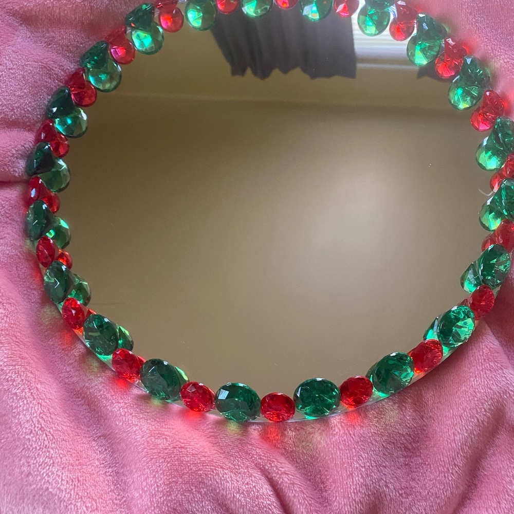 Holiday Christmas Glam Circular Mirrored Perfume and Vanity Makeup Tray